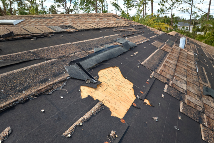 Atascocita roofing with hurricane damage